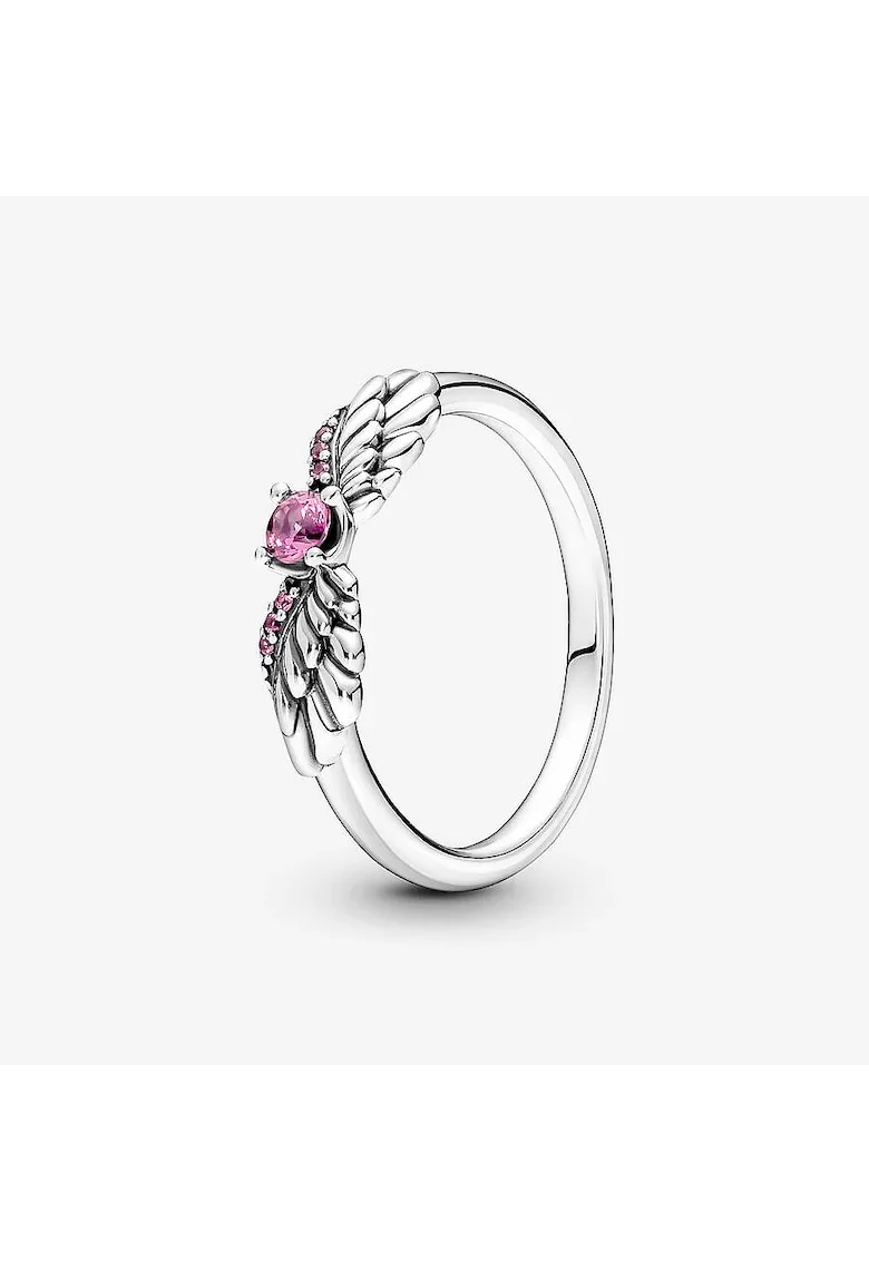 Inel  tip Sparkling Zirconiu Roz cu aripi de inger din Argint 925 -