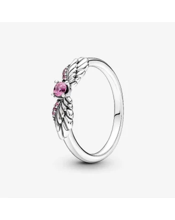 Inel  tip Sparkling Zirconiu Roz cu aripi de inger din Argint 925 -