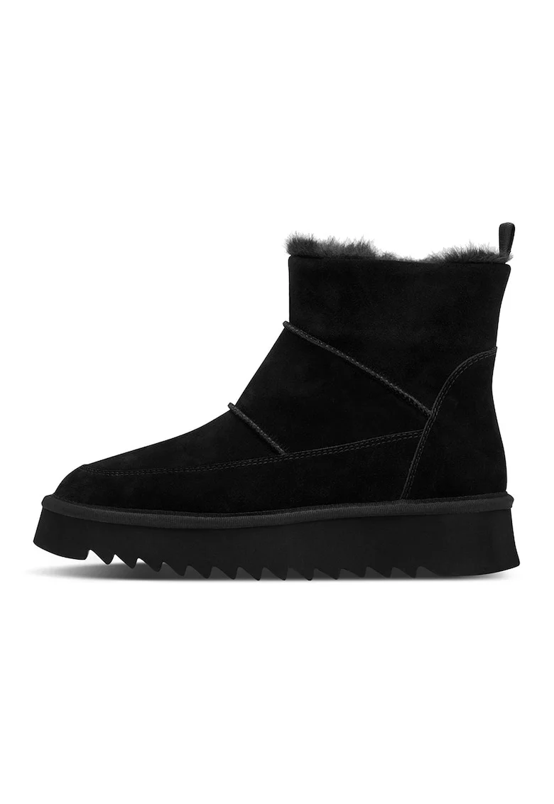 Ghete de piele intoarsa cu fermoar, Negru