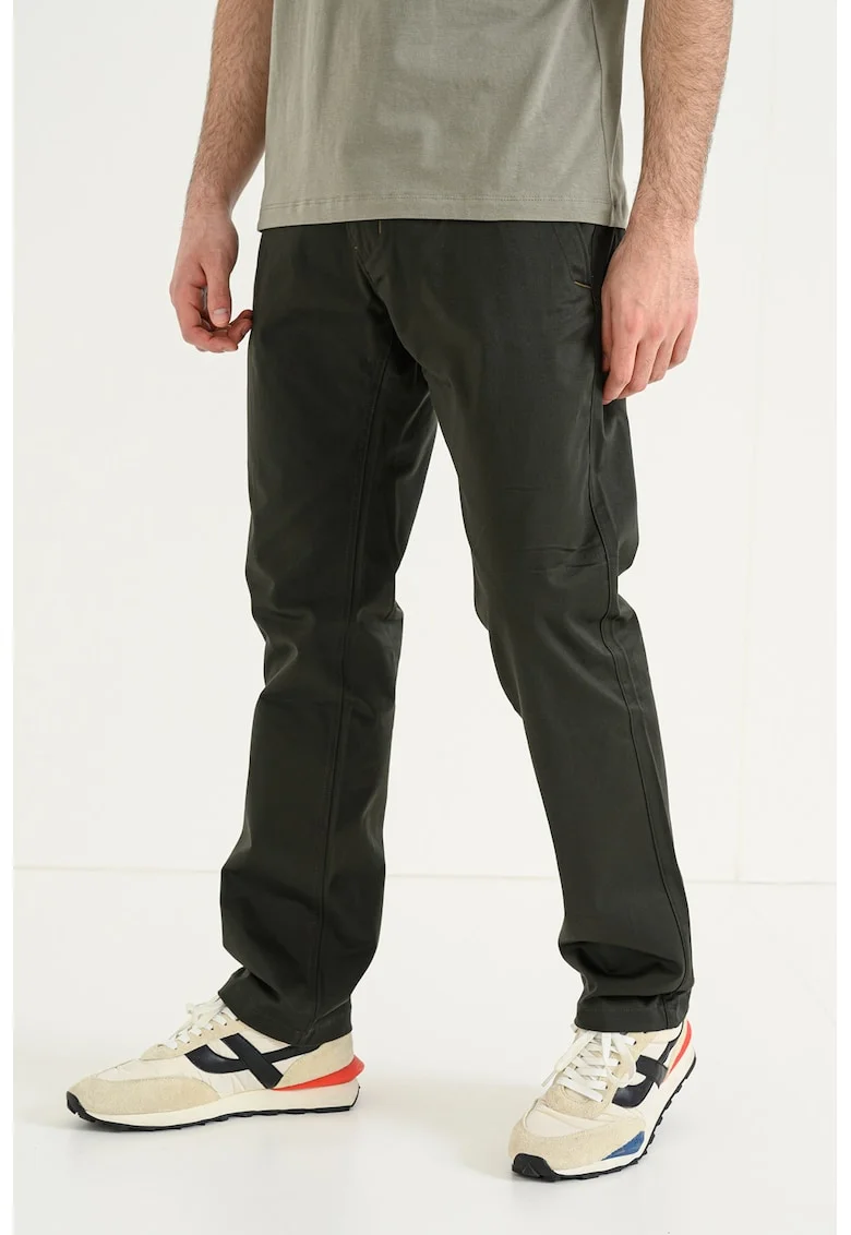 Pantaloni regular fit din amestec de bumbac organic, Verde inchis