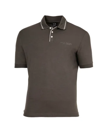 Tricou polo din amestec de bumbac cu model uni, Gri antracit