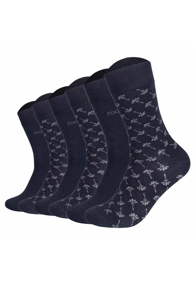 Set de sosete lungi cu model unisex - 6 perechi, Albastru inchis