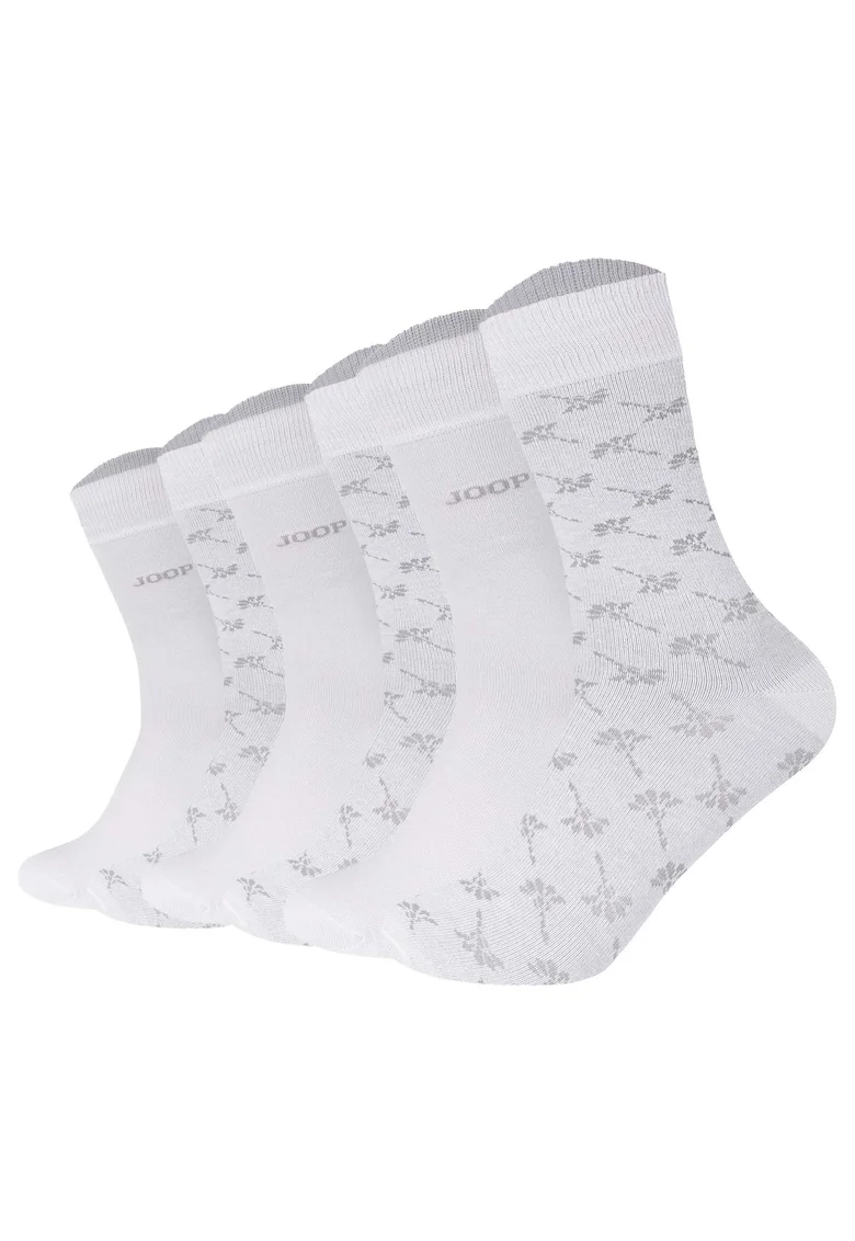 Set de sosete lungi cu model unisex - 6 perechi, Alb