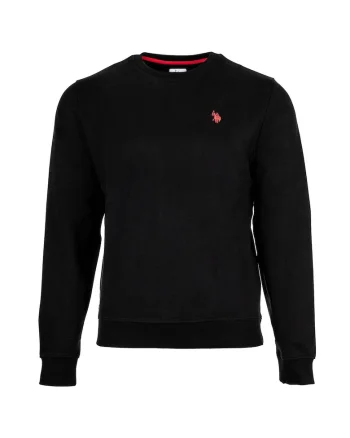 Bluza de trening din bumbac cu decolteu la baza gatului, Negru