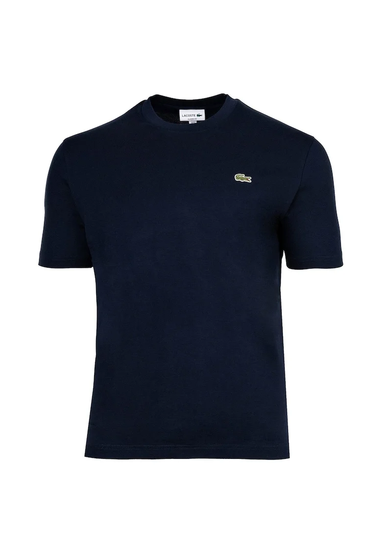 Tricou din bumbac cu decolteu la baza gatului, Albastru