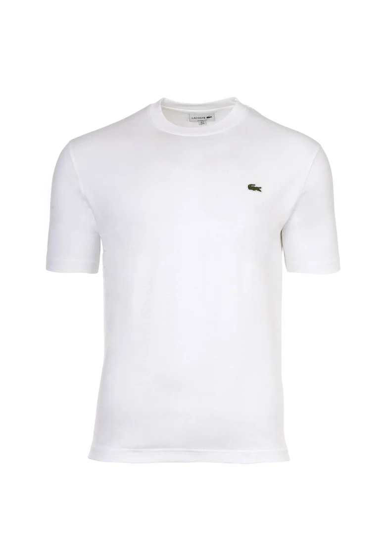 Tricou din bumbac cu decolteu la baza gatului, Alb