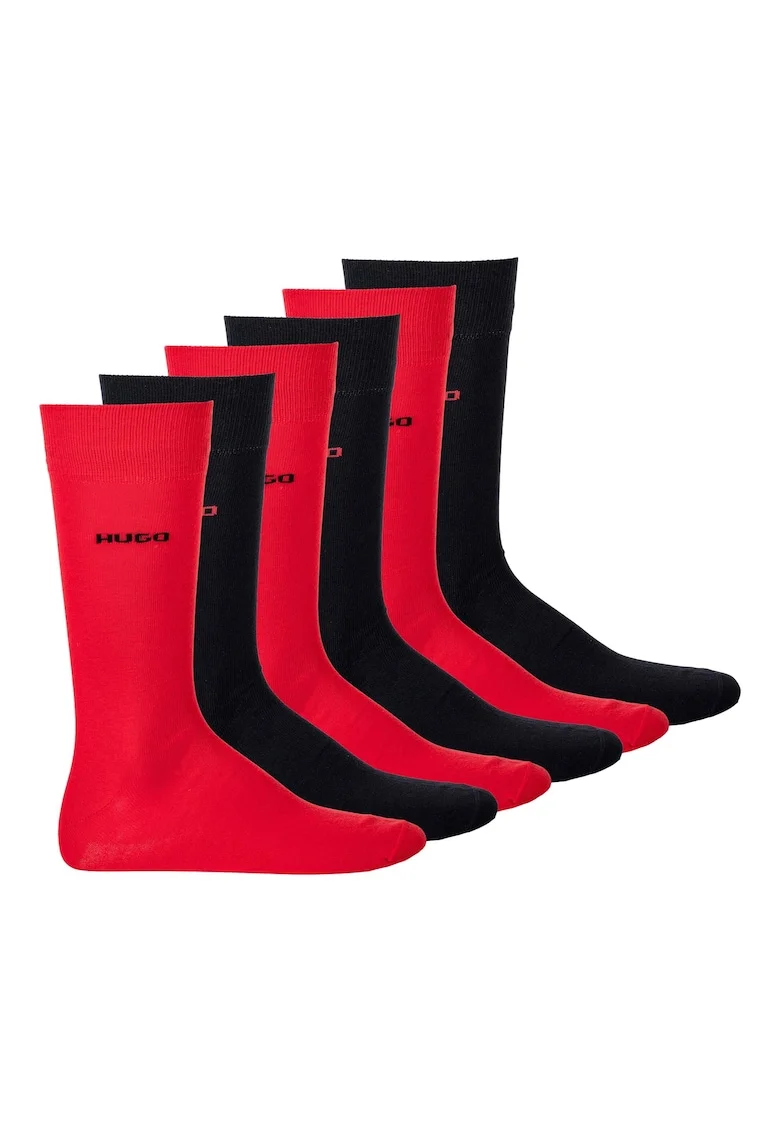 Set de sosete lungi cu logo - 6 perechi, Rosu