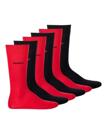 Set de sosete lungi cu logo - 6 perechi, Rosu