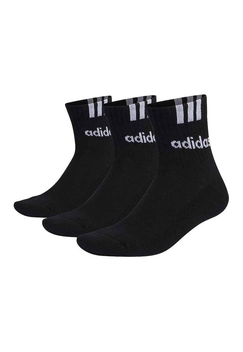Set de sosete scurte unisex, cu logo - 3 perechi, Negru