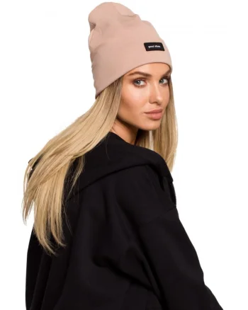Beanie dama Good Vibes. . Bumbac. Roz prafuit. Marime Universala