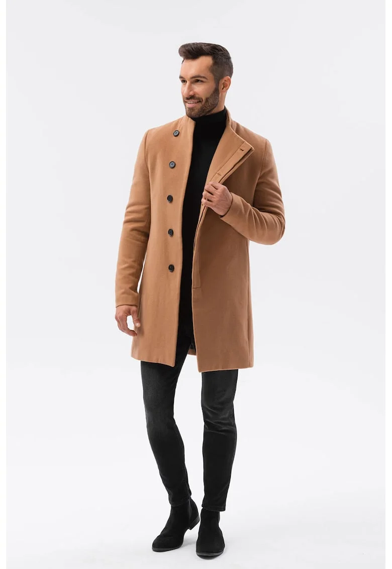 Palton lung cu nasturi, Caramel