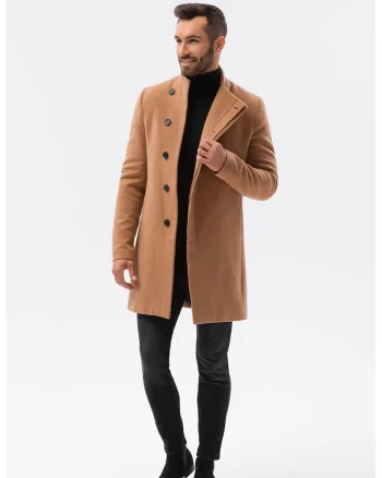 Palton lung cu nasturi, Caramel