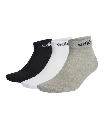 Set de sosete scurte unisex, cu logo - 3 perechi, Alb/Negru/Gri
