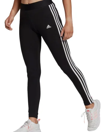 Colanti crop cu talie inalta Essentials 3-Stripes, Negru