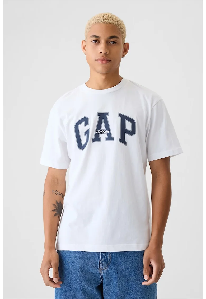 Tricou lejer din bumbac, Alb/Negru