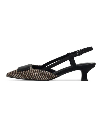 Pantofi slinback cu varf ascutit, Negru/Bej