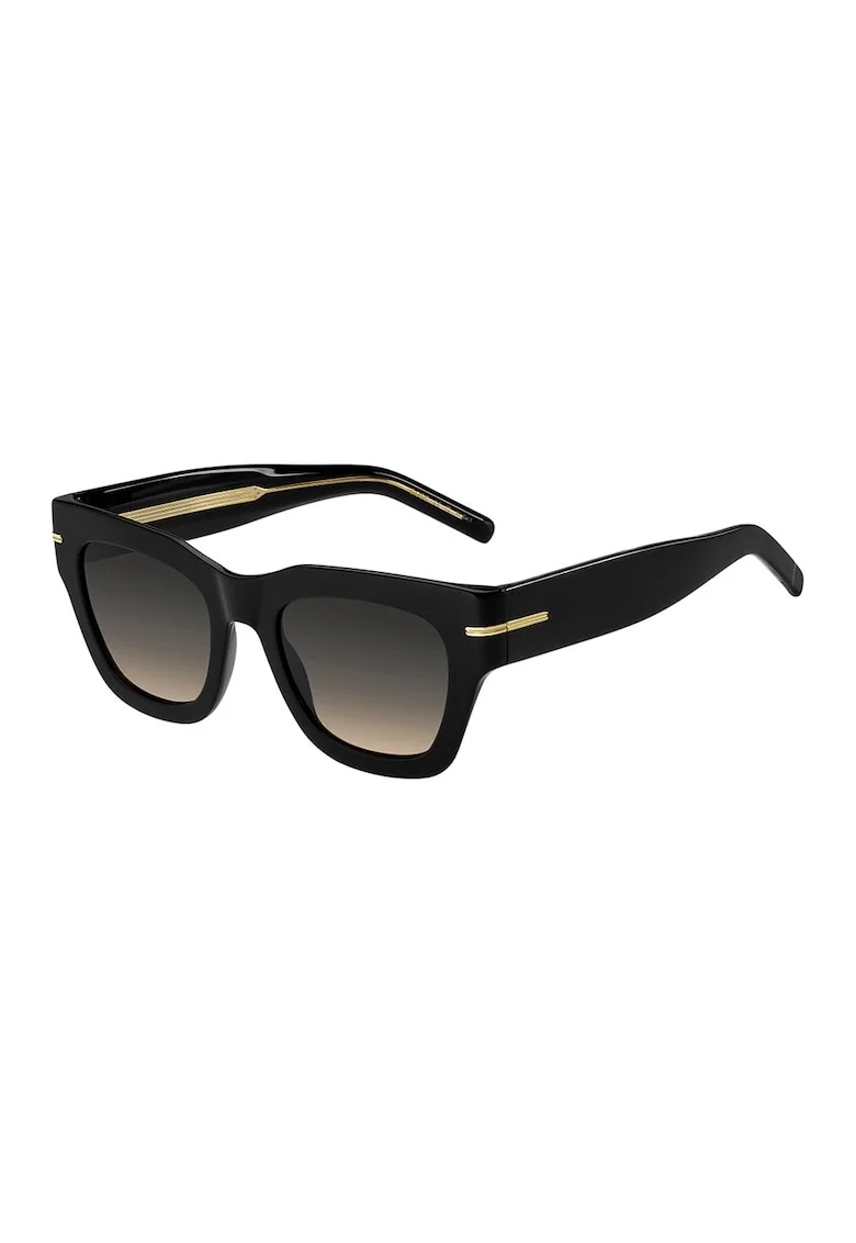 Ochelari de soare cu lentile patrate, Negru/Maro taupe deschis