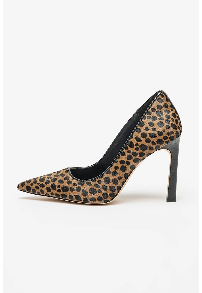 Pantofi cu model animal print Amara, Negru/Maro