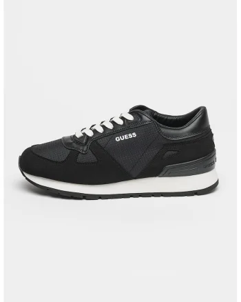 Pantofi sport cu insertii din piele ecologica, Alb/Negru