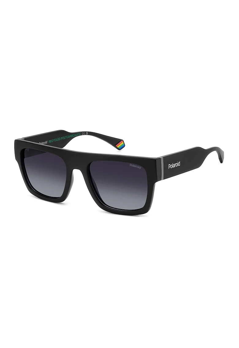 Ochelari de soare patrati unisex cu lentile polarizate, Negru