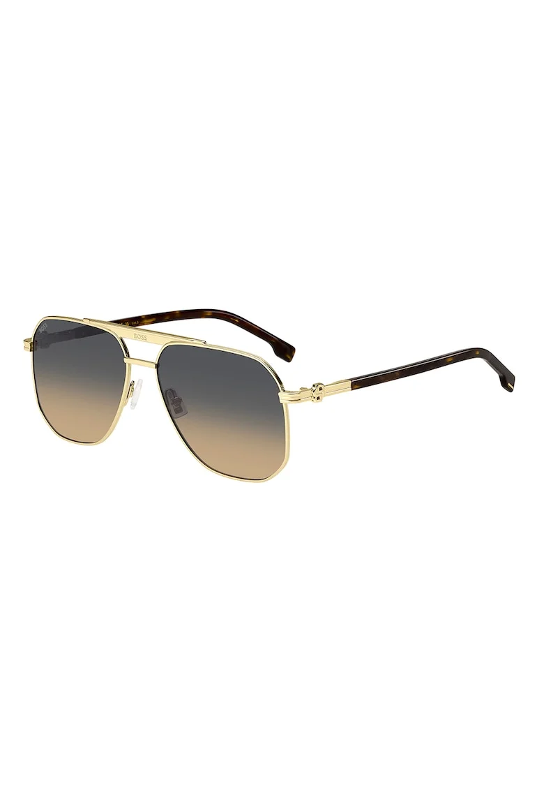 Ochelari de soare aviator unisex, Auriu/Maro inchis