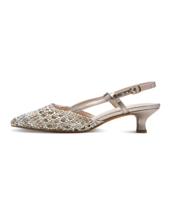 Pantofi slingback cu toc, Auriu/Argintiu