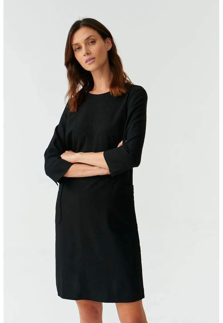 Rochie cu maneci 3/4 cu buzunare aplicate Skapi, Negru