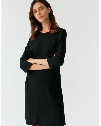 Rochie cu maneci 3/4 cu buzunare aplicate Skapi, Negru