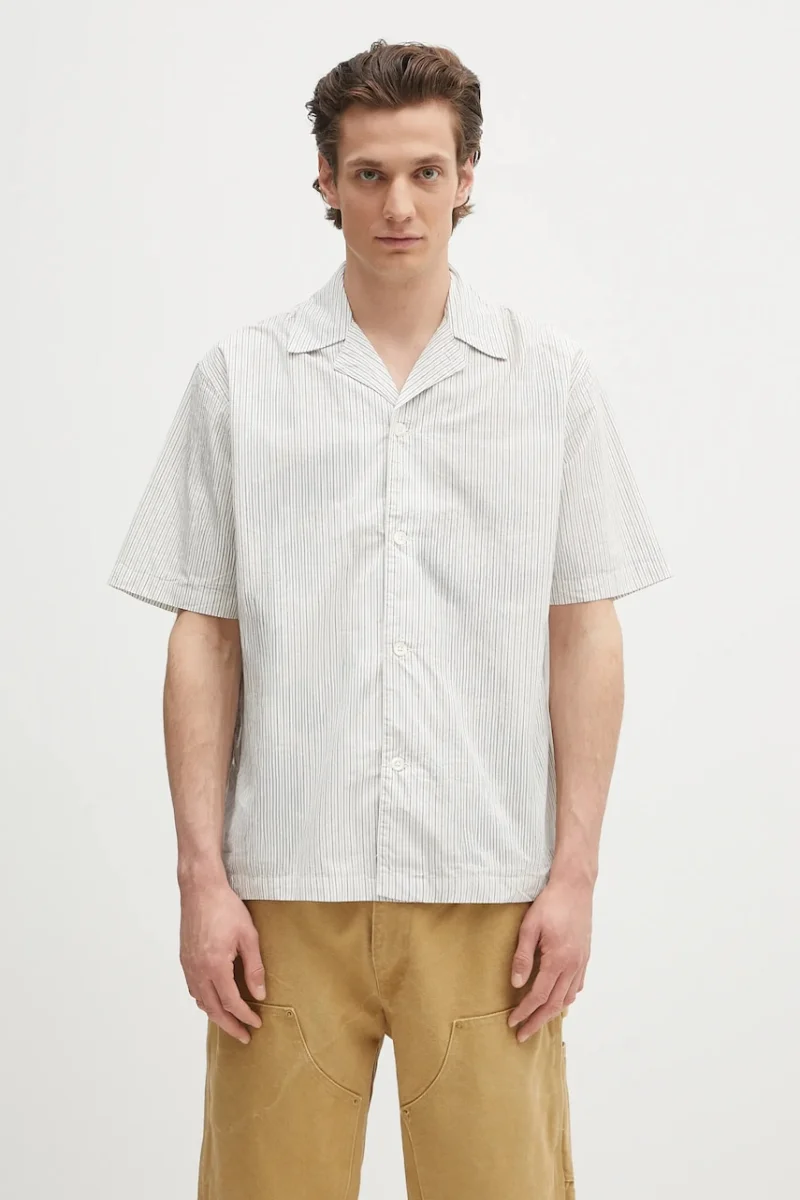 Norse Projects cămașă din bumbac Mads Poplin Stripe SS