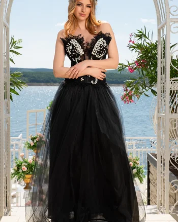 Corset Lacrima de Perla cu broderii din organza dantelate si perle cusute manual