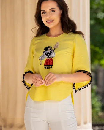 Bluza dama tip ie cu ciucuri si tarancuta brodata