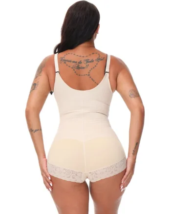 Body Modelator Nela (fermoar si dantela) bej