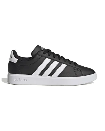 Pantofi sport de piele ecologica cu imprimeu logo Grand Court 2.0, Alb/Gri antracit