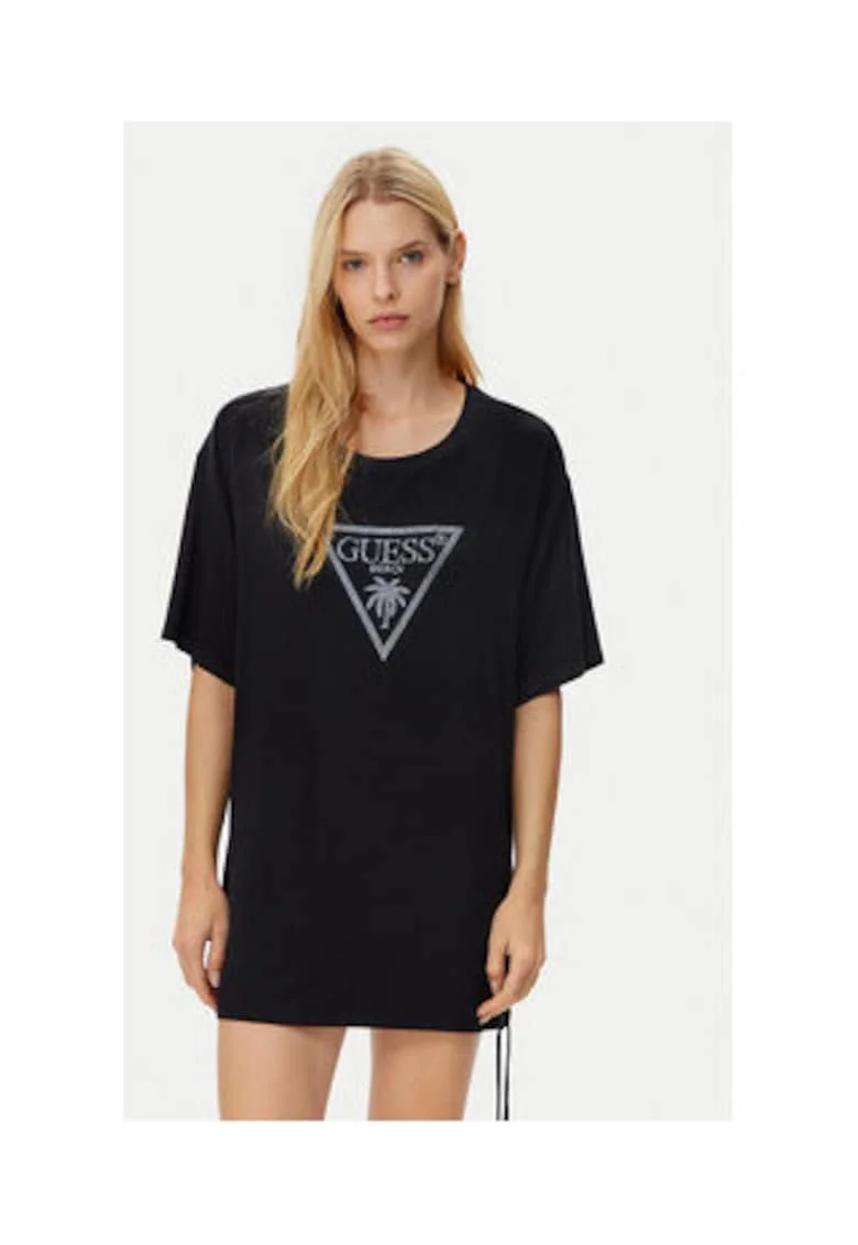 Tricou lung din vascoza, negru