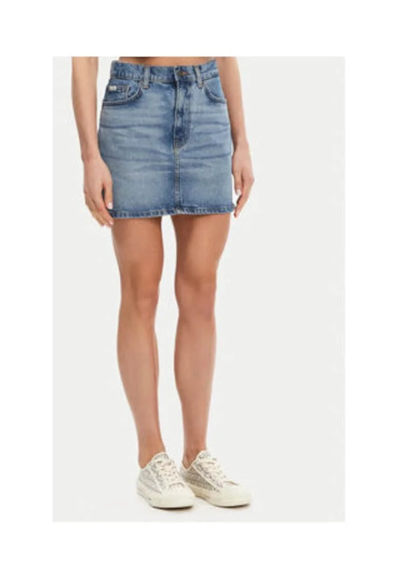 Fusta din denim cu talie inalta
