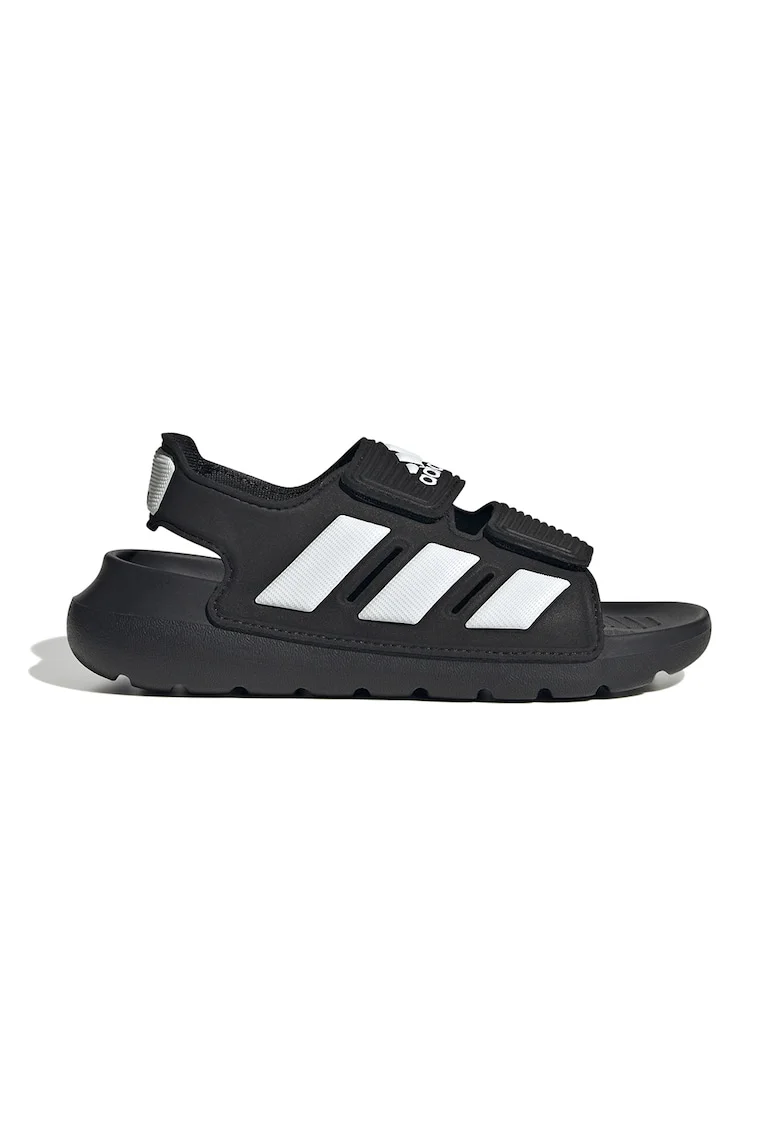 Sandale cu logo si velcro Alta Swim, Alb/Negru