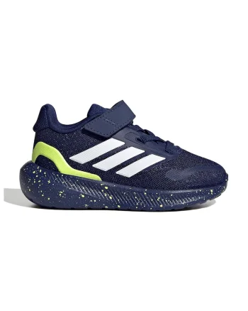 Pantofi sport Run Falcon 5 din material textil cu velcro, Alb/Galben/Bleumarin