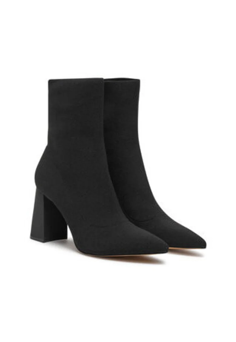 Botine dama,  textil, negru