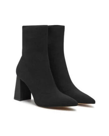 Botine dama,  textil, negru