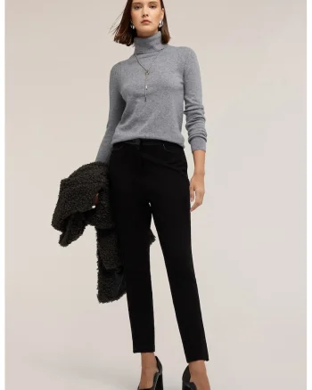 Pantaloni uni cu croiala conica, Negru
