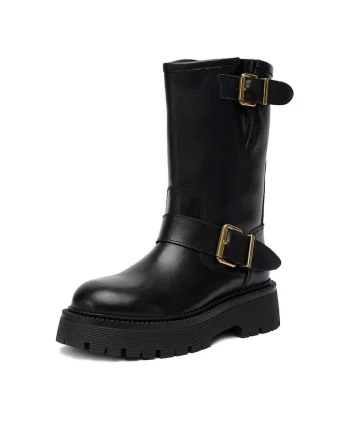 Botine dama,  piele naturala, negru EO-CLAIRE-70866, Negru