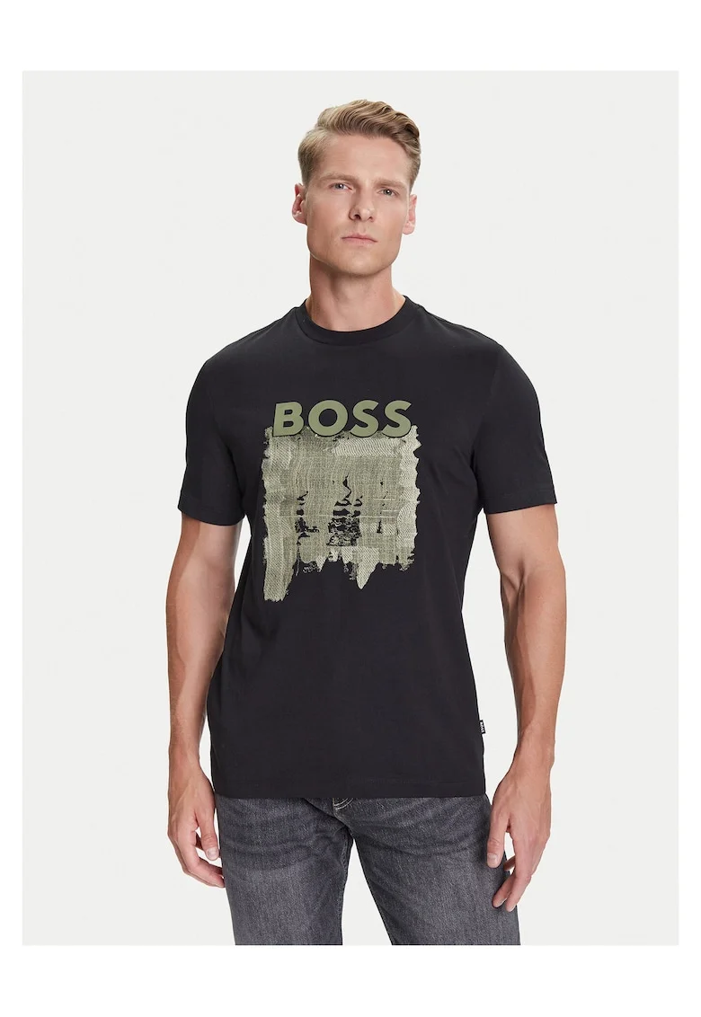 Tricou barbat  negru, material bumbac