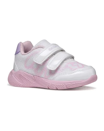 Pantofi sport de plasa cu velcro, Alb/Violet pastel