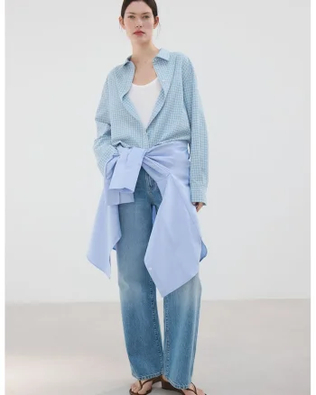 Camasa cu guler clasic si model in carouri, Albastru pastel