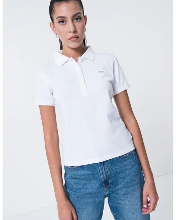 Tricou polo cu buzunar mic pe piept, Alb