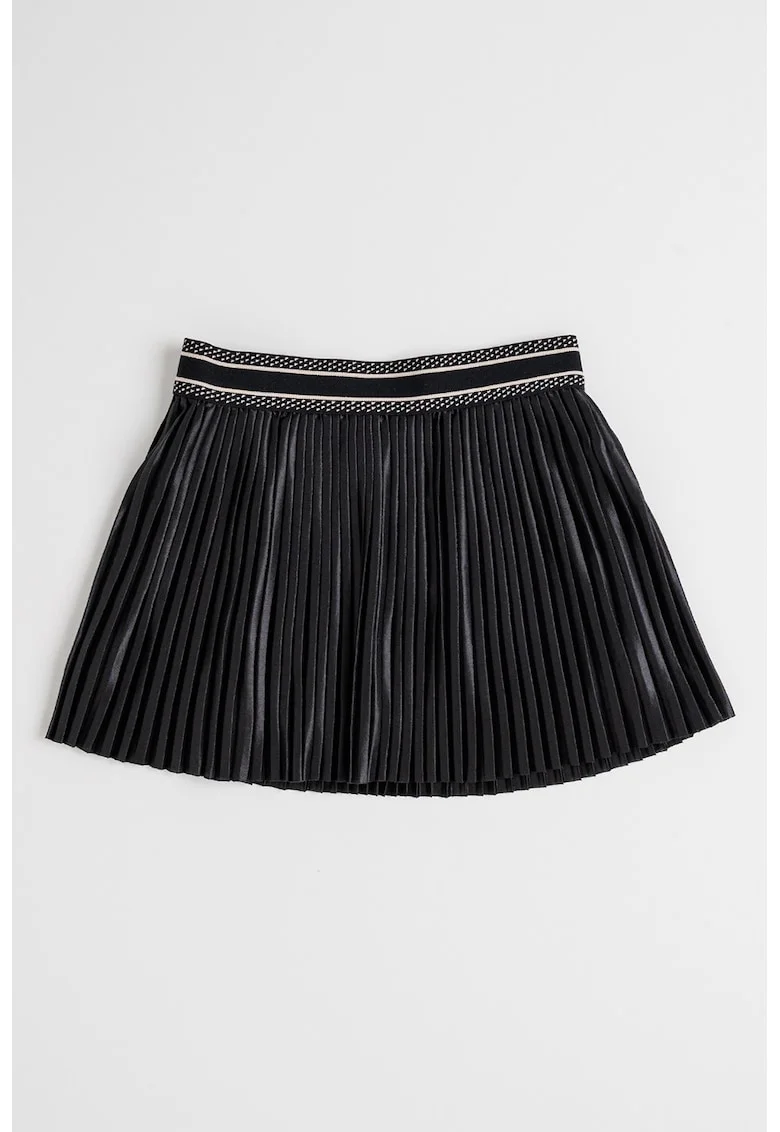 Fusta cu pliuri si talie elastica, Negru