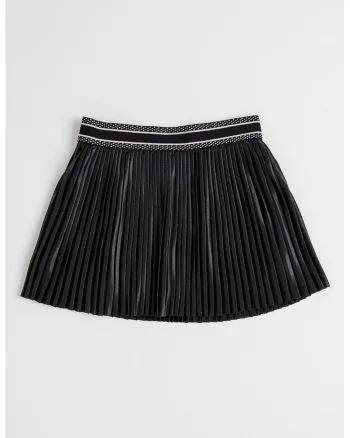 Fusta cu pliuri si talie elastica, Negru