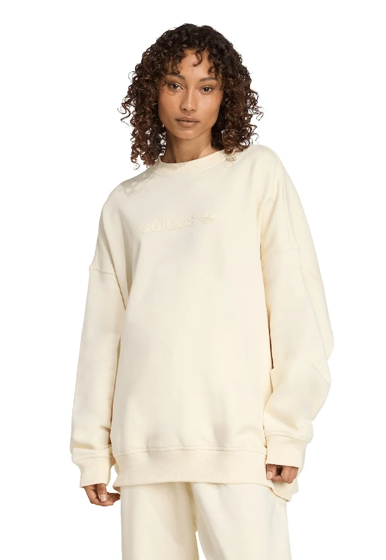 Bluza de trening lejera cu logo, Alb fildes