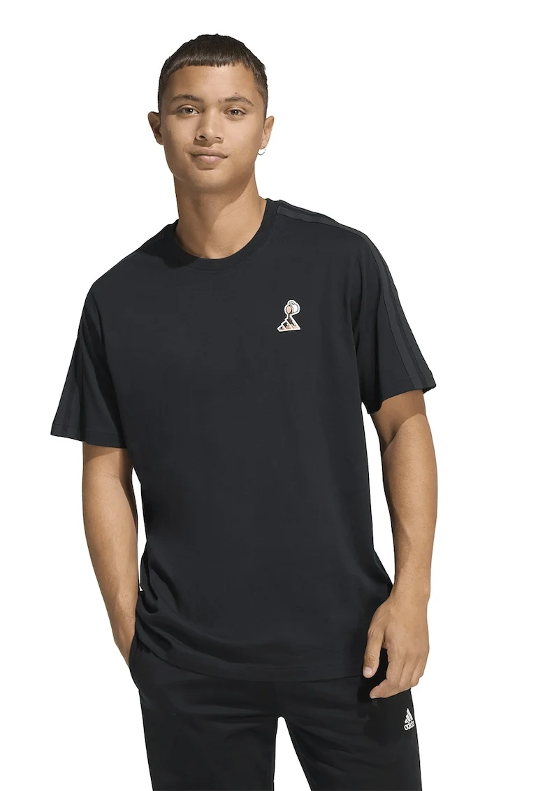 Tricou de bumbac cu aplicatie mica cu logo Coffee Pr, Negru