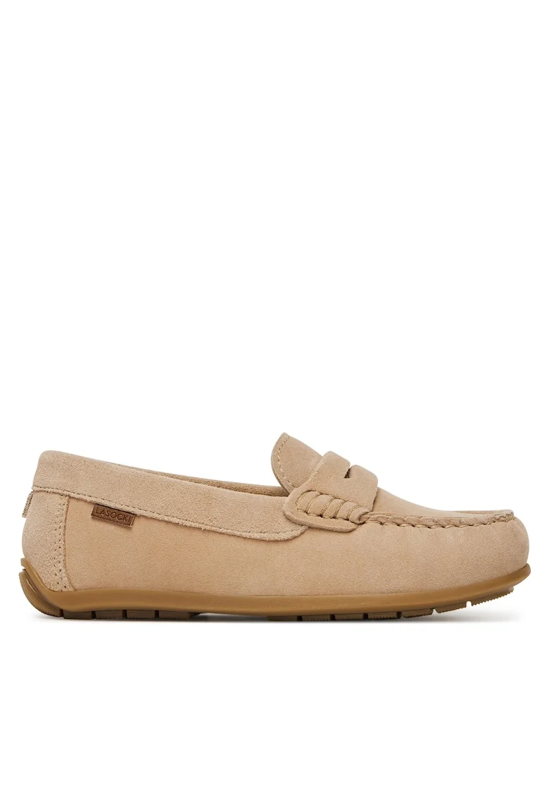 Mocasini copii  piele naturala, bej, elegant